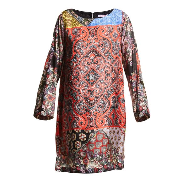 Johnny Was NWT Moa Kabelo Habutai Printed Silk Tunic Boho Mini Shift Dress XS - Picture 2 of 14